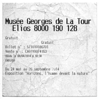 TICKET DE ENTRADA AL MUSEO GEORGES DE LA TOUR, VIC-SUR-SEILLE, FRANCIA. 2013_Francisco Tomsich